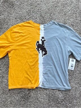 Yellow and grey tie dye Wyoming Cowboys tee #college #NCAA